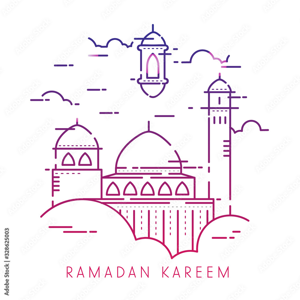 Colorful silhouette mosque vector