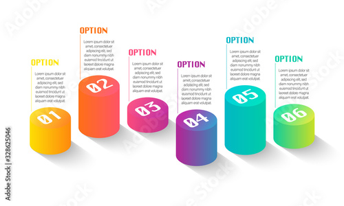 Creative infographic with 6 options with texts can be used for business, start up, education or technology