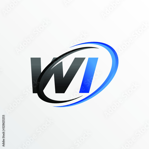 Initial Letters WI Logo with Circle Swoosh Element