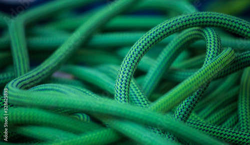 Green climbing rope.