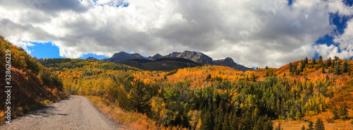 Panoramic view of Scenic back road 7 near ridgeway Colorado photo