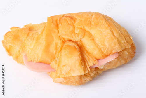 Fresh croissant bread isolated on white background
