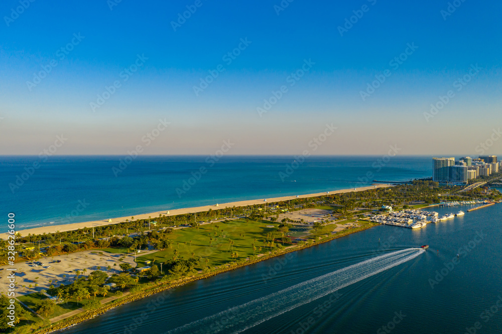 Aerial Miami Haulover Park colorful scene landcsape