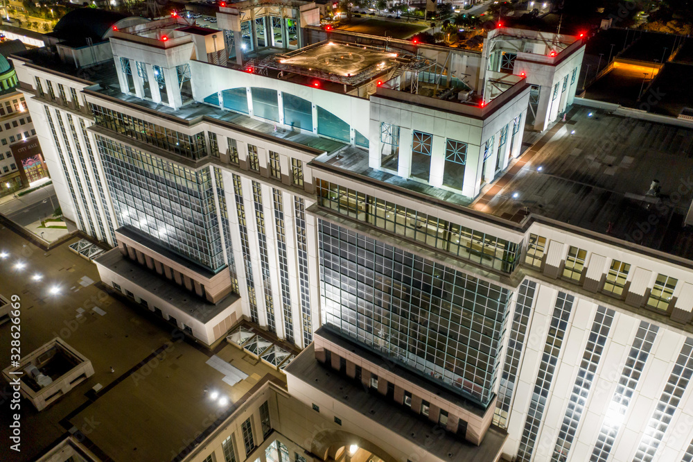 Night aerial photo West Palm Beach County Courthouse