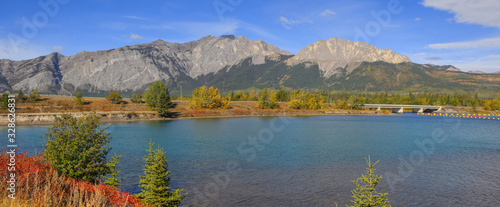 Bow river landscape from Bow valley drive in Banff national park