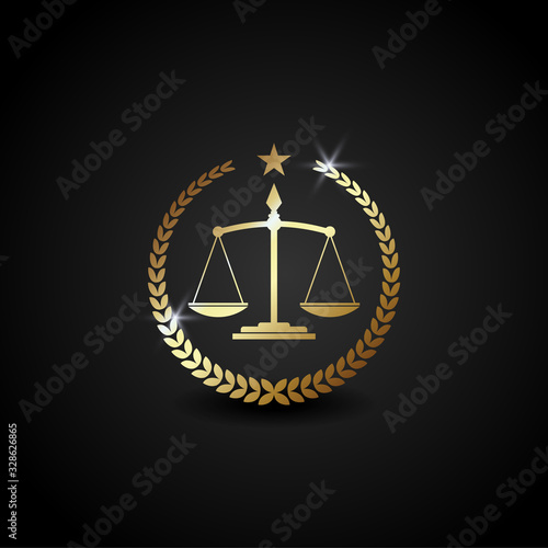vector luxury logo illustration scale for law firm office, perfect for law firm office business. shiny gold color with gradient style