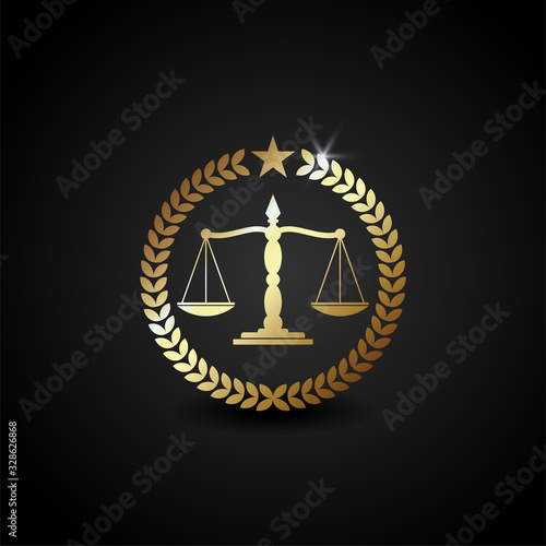 vector luxury logo illustration scale for law firm office, perfect for law firm office business. shiny gold color with gradient style