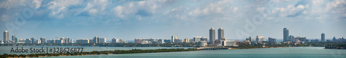 Aerial large panorama Miami Beach Biscayne Bay