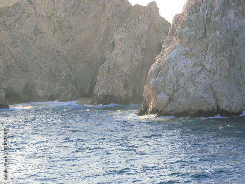waves crashing on rocks