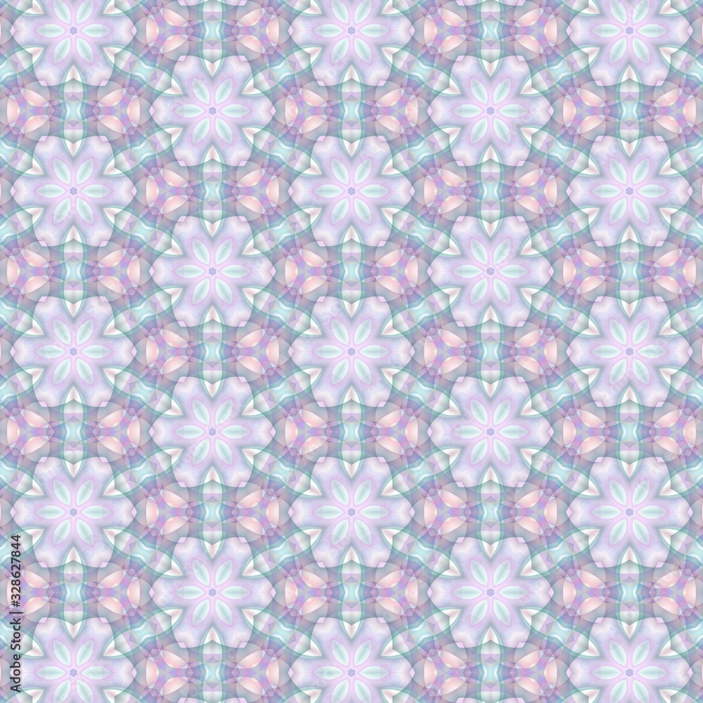 Geometric kaleidoscope multicolored seamless pattern. Abstract background.