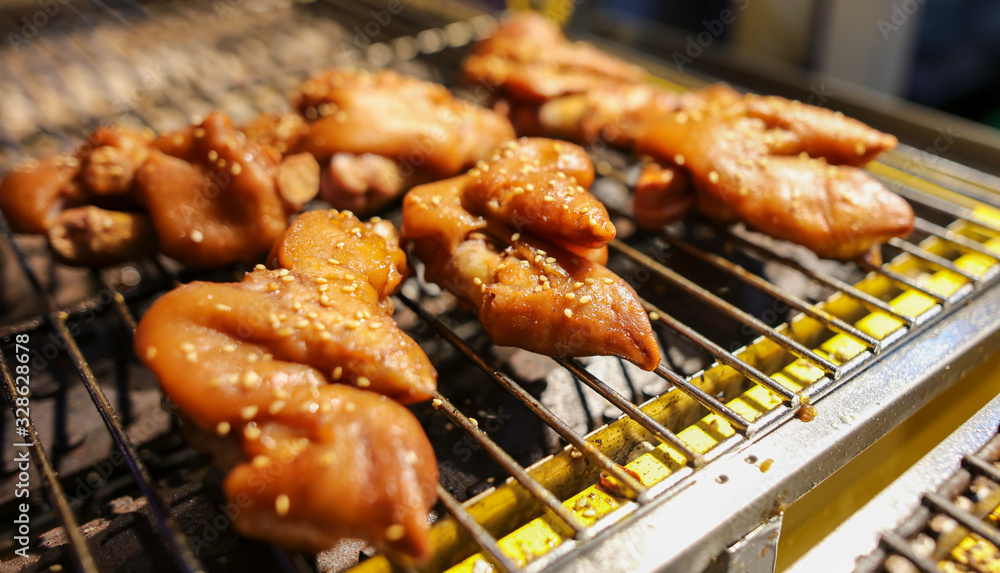 Fried chicken cooked according to a special recipe. Fried chicken cooked according to a special recipe.