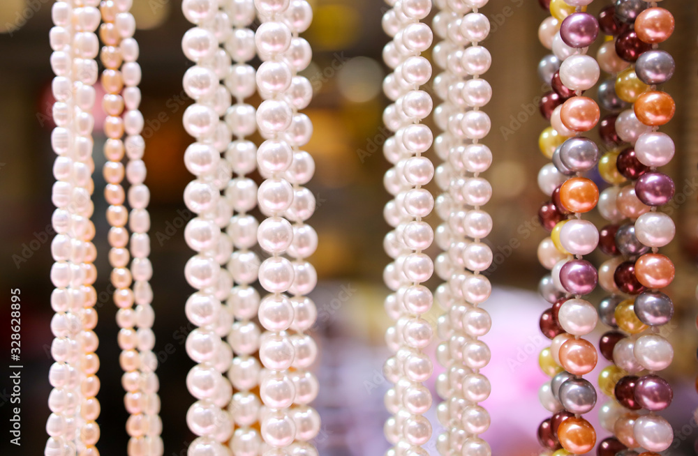 Pearl beads on a counter Pearl beads on a counter