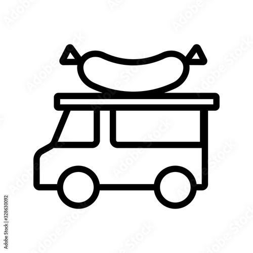 Food truck Icon vector. Thin line sign. Isolated contour symbol illustration
