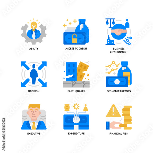 Business risks icons set