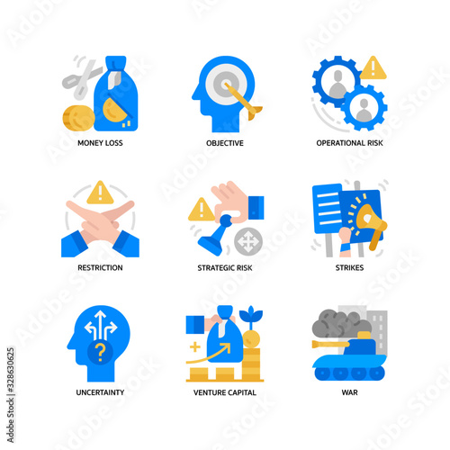 Business risks icons set