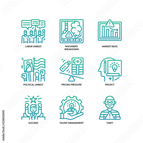 Business risks icons set photo