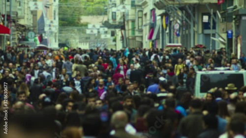 Wallpaper Mural Time Lapse Crowded Pedestrian Crossing in Big City. High Angle Shot Torontodigital.ca
