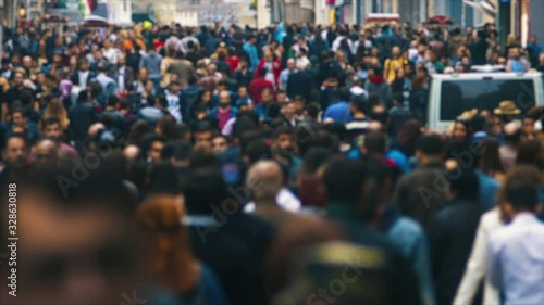 Time Lapse Crowded Pedestrian Crossing in Big City. High Angle Shot