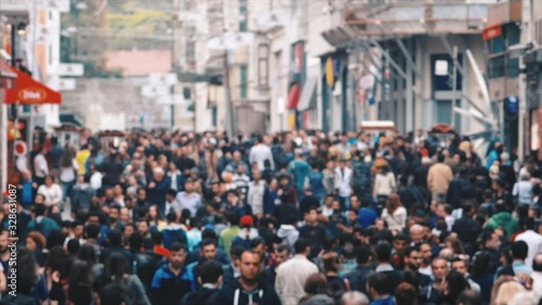 Wallpaper Mural Time Lapse Crowded Pedestrian Crossing in Big City. High Angle Shot Torontodigital.ca