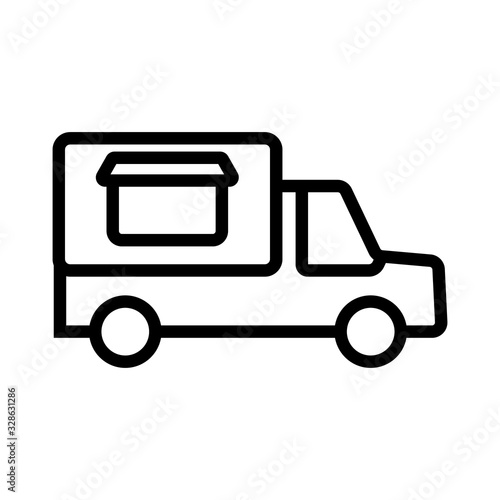 Food truck Icon vector. Thin line sign. Isolated contour symbol illustration