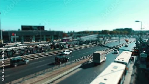 Wallpaper Mural Time lapse Car traffic on a wide road, transportation and infrastructure development in urban city with tilt and shift effect Torontodigital.ca