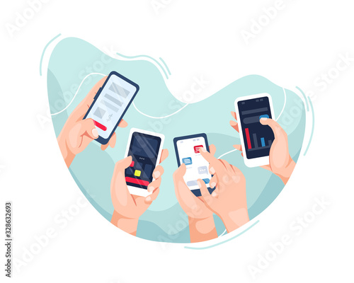 Vector illustration Hands holding smartphone