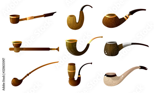 Set of wood smoking pipe gift for vip men