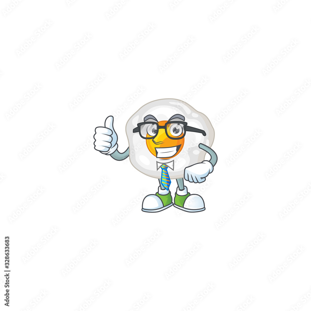 Fried egg successful Businessman cartoon design with glasses and tie