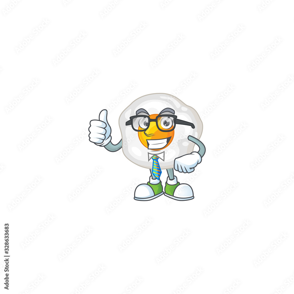 Fried egg successful Businessman cartoon design with glasses and tie Fried egg successful Businessman cartoon design with glasses and tie