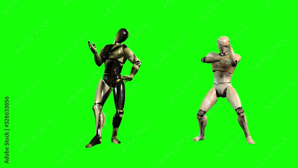 4k 3d animation of two character robots dancing together in street dance style 4k 3d animation of two character robots dancing together in street dance style