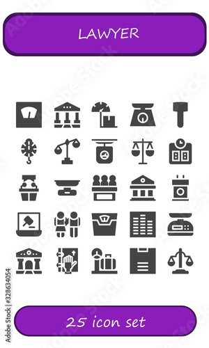 Modern Simple Set of lawyer Vector filled Icons