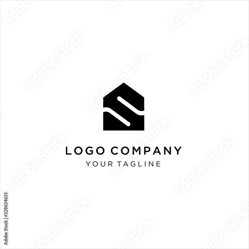 Letter S house  logo icon design template elements
