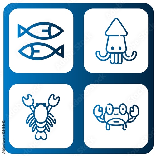 squid simple icons set