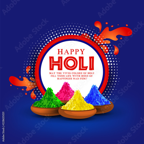 Vector Illustration of colorful Happy Holi Background - Indian Festival of Colors celebration