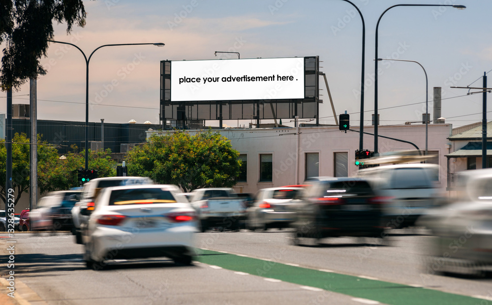 Blank roadside advertising billboard