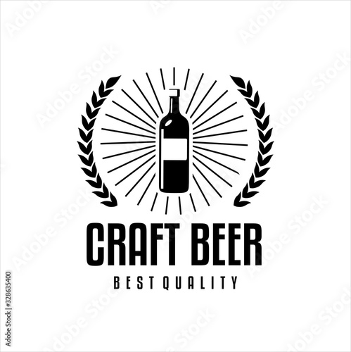 Logo Craft Beer company badge, sign or label. Vector illustration. Vintage design for winery company, bar, pub, shop, branding and restaurant business. Coaster for beer, beer glasses