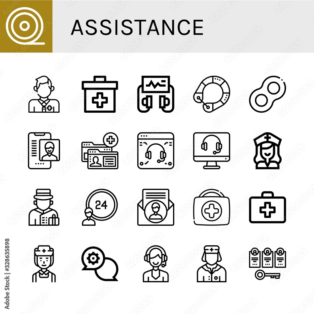 assistance icon set