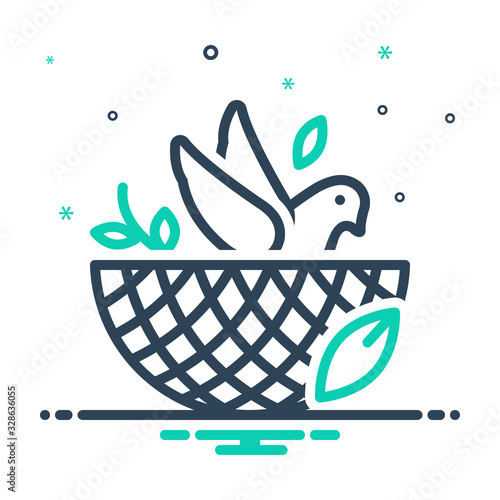 Mix icon for bird in nest 