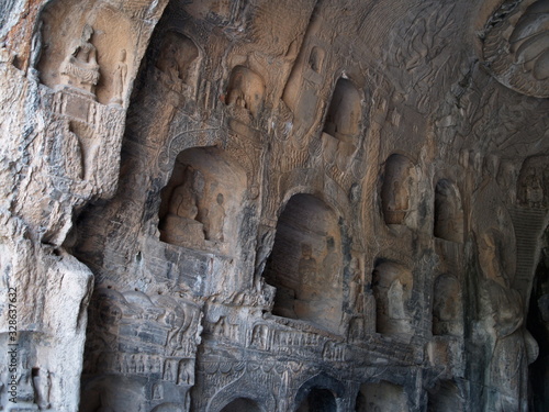Arched Alcoves with Buddha Statues, Longmen Grottoes, Luoyang, China