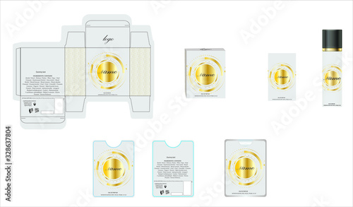 Packaging design, luxury perfume box,  pocket perfume and deo design template and mock up box. Illustration vector.