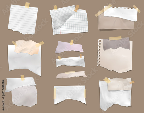 Ripped Torn Paper Realistic Set 