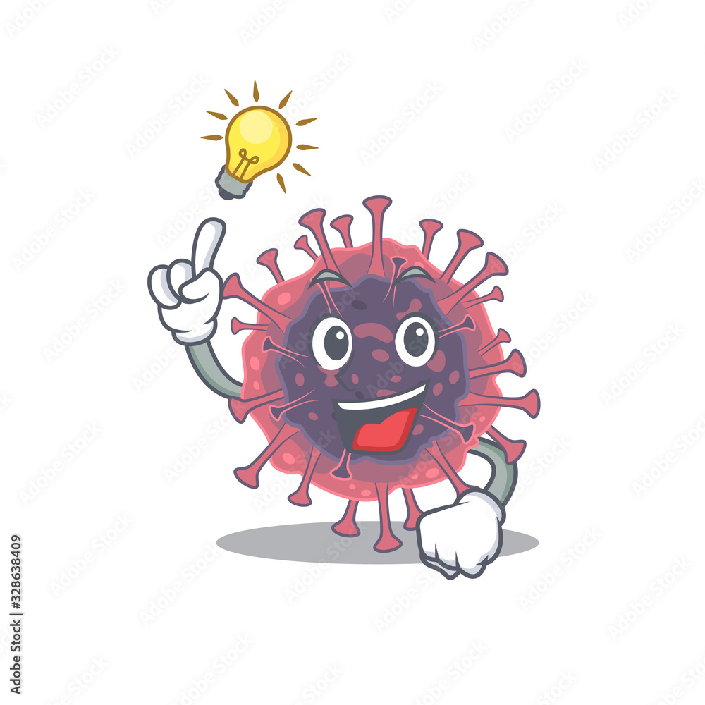 Have an idea gesture of microbiology coronavirus mascot character design Have an idea gesture of microbiology coronavirus mascot character design