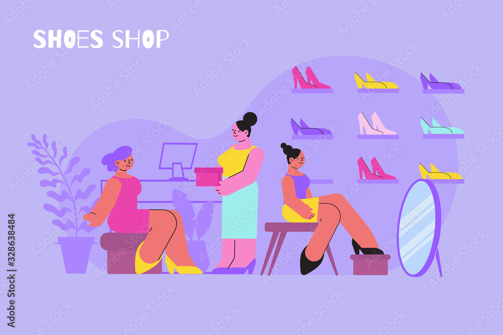 Shoes Shop Flat Composition Shoes Shop Flat Composition