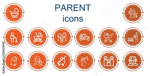 Editable 14 parent icons for web and mobile