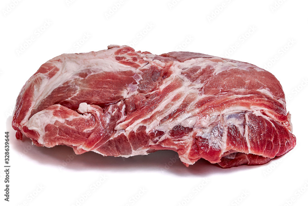 Fresh raw pork steak isolated on white