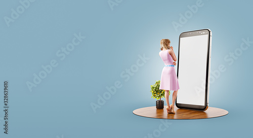 Unusual 3d illustration smart phone application