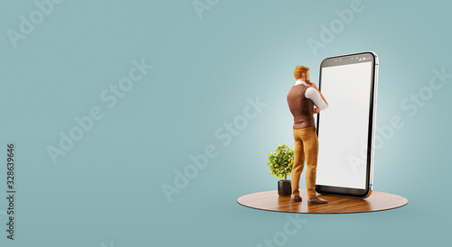 Unusual 3d illustration smart phone application