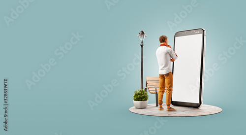 Unusual 3d illustration smart phone application