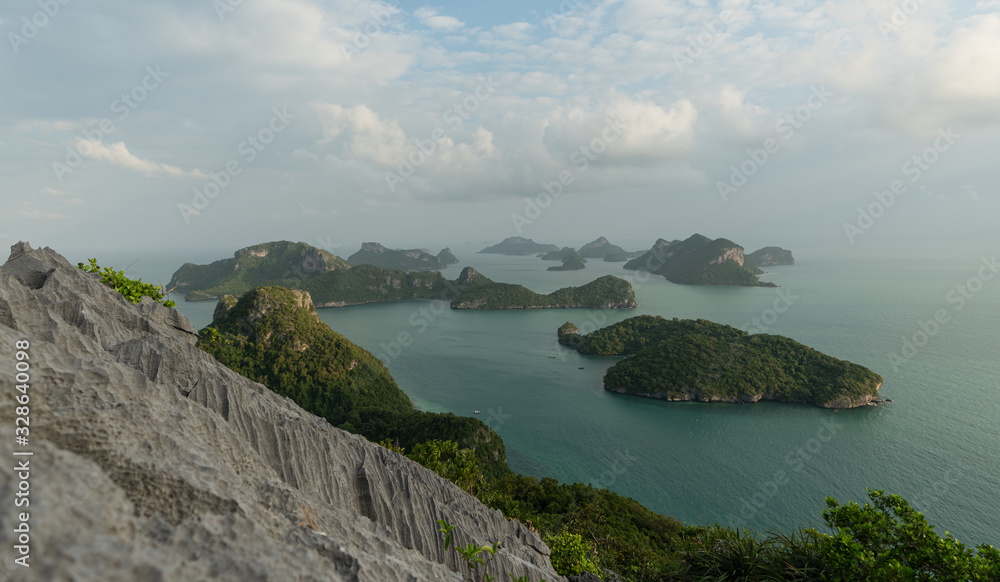 Viewpoint peak in ko wua ta lap, in mu ko angthong national marine park and see many scenic island at ko samui, thailand Viewpoint peak in ko wua ta lap, in mu ko angthong national marine park and see many scenic island at ko samui, thailand