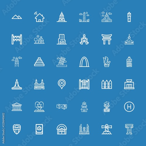 Editable 36 architecture icons for web and mobile